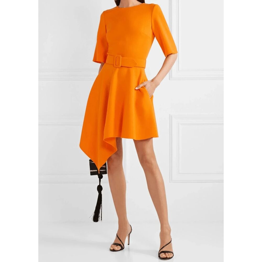 Oscar de la Renta - Asymmetric Wool-blend Crepe Mini Dress Sz 4--Missing belt